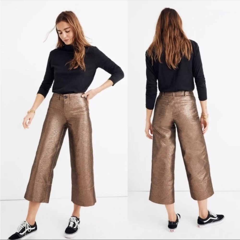 Madewell slim Emmett metallic wide-leg crop pant